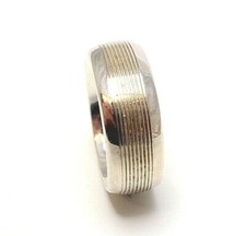 410. starker Unisex Band Ring Rillen Damen Herren 925er Silber RG.55 signiert fs