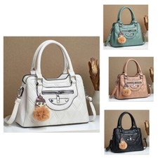 Boutique S-Medium Beuteltasche Schulter Damen Kunstleder Bommel Anhänger Handtasche