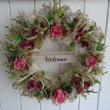 Türkranz Kränze Türdeko Kranz Dekokranz Hortensie Welcome Trockenblumen Vintage