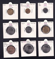 9x Frankreich: 1, 5, 10, 20 Cent. + ½, 1, 2, 5, 10 Francs 1983 - FDC prägefr.