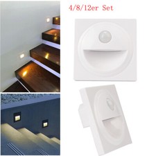 230V LED Treppen Beleuchtung Wand Einbau Leuchte Stufen mit Bewegungsmelder 60mm