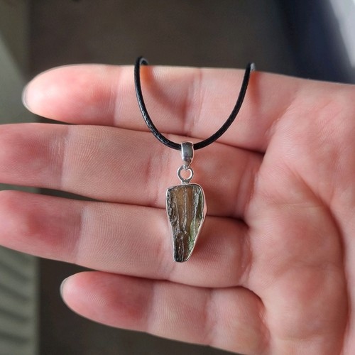 Moldavit anhänger kette 925 - moldavit,