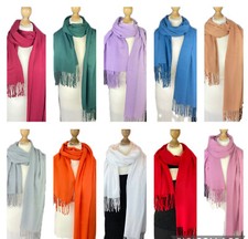 Neu 22 Damenschal glänzend Stola Schultertuch Tuch Kopftuch Schal Uni einfarbig