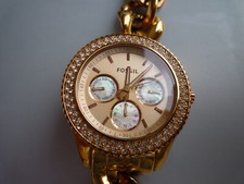 Fossil Damenuhr Gold Strass 