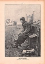 Kann nicht mehr mit - Leopold von Kalckreuth - 1904 - Histor. Holzstich ~21x30cm