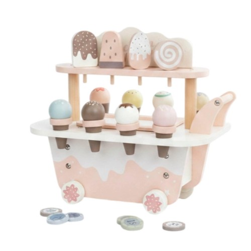 Holz eiswagen rosa creme - holz-eiswagen, rosa-creme