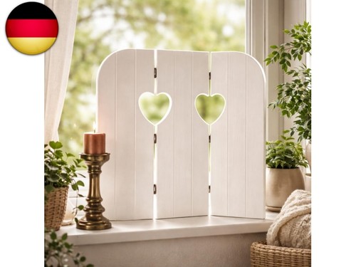 Kleiner paravent weiß holz - weiß,