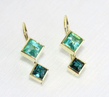 minz grüne Turmalin Ohrringe aus 585 Gold,  Indigolith, Einzelstück