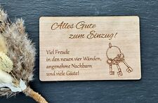 Grußkarte aus Holz Geschenk Karte Geschenkkarte Einzug Heim Haus Umzug Schlüssel