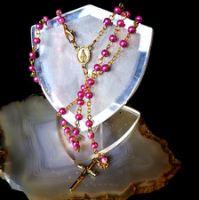 Rosenkranz Perlen warmes Rosa