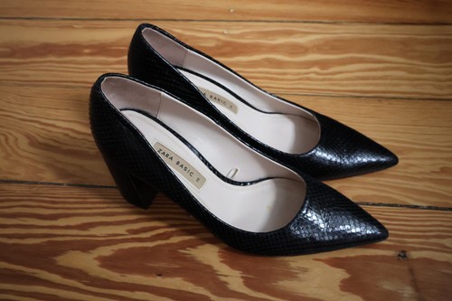 Zara leder pumps schwarz - zara,