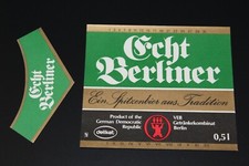unbenutztes Bieretikett BE Echt Berliner - delikat - Getränkekombinat Berlin DDR