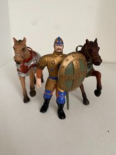 ELC Blau & Gold Ritter Mit 2 Braune Pferde Aktion Spielzeug Figur Bündel