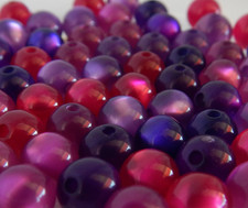 24 PolarisPerlen 10mm groß rund glänzend Farbmix Lila Purple Brombeer