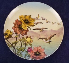 Alter Villeroy Boch Mettlach Wandteller Blumen Gänse 