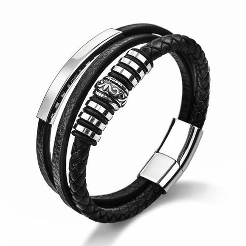 Armband herren leder edelstahl - leder,