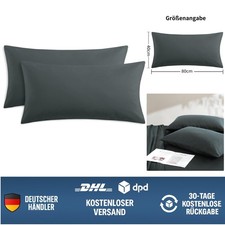 Oeko-Tex Kissenbezüge 40x80 cm - 2er Set in Anthrazit mit Reißverschluss