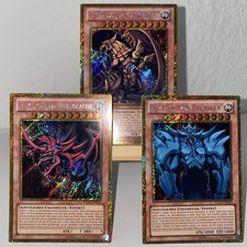 YuGiOh! 3 Götterkarten Set | Gold Secret Rare | Slifer Obelisk Ra | Premium Gold