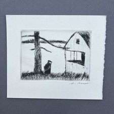 Arno Mohr Berthold Brecht in Buckow wohl 1960 Kaltnadel Radierung