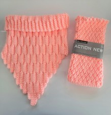 Winterset: Rollkragenschal /Krageneinsatz u. Handstulpen ,Apricot gehäkelt Neu