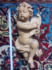 Putte, Engel, mit Harve, Holz geschnitzt ca. 33 cm, Top Zustand
