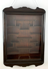 Asiatische Hänge Vitrine wohl Mahagoni Holz mit Glas Tür Fächer Größe 57 x 84