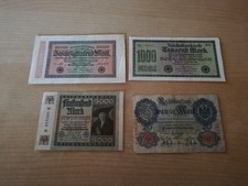 4, Alte Reichsbanknoten Verschiedene Ausgaben Dachbodenfund.