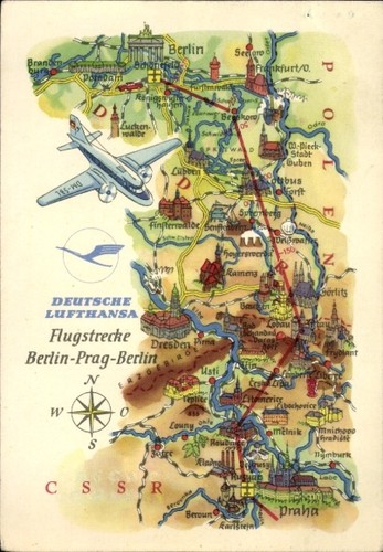 Landkarten flugstrecke - landkarten, ak