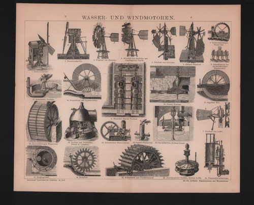 Lithografie 1887 wasser - 1887, und