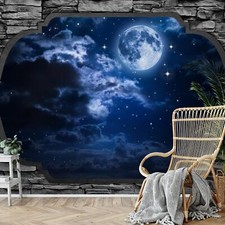 Fototapete Nachthimmel Wohnzimmer Schlafzimmer Schwarz Blau  Vlies Tapete 9484a