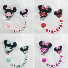 neue maus silikon Schnullerkette mit Name für madchen - mit wunschname