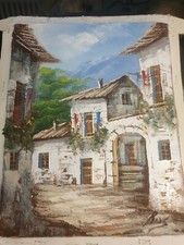 Echtes Öl Gemälde Handgemalt Künstler auf Leinwand Häuser Süden ohne Rahmen