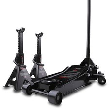 2,5 TONNEN BODENHEBER ROLLEND DOPPELKOLBEN STAHL HOCHHUBWAGENHEBER 2x ACHSSTÄNDER KIT