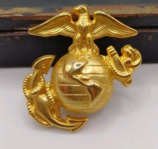 UNITED STATES USMC ENLISTED GOLD CAP BADGE 100% ORIGINAL MARINE CORPS EGA