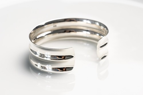 925 silber armreif - cuff, rillen