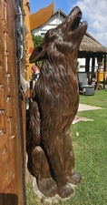 WOLF  Skulptur Holzskulptur Statue 1,80 Meter  Dekoration Wulf Teak Wood LBH