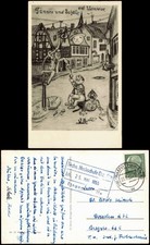 Ansichtskarte  Scherzkarte Weinreise 1955  Eingangsstempel TU Dresden