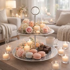 Etagere 2-stöckig Silber