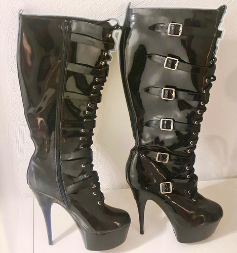 Damen kniehohe lackleder - damen,