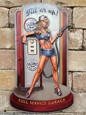 Blechschild Gas Pump Pin Up Girl USA 71cm Garage Biker Deko V2 Harley V8 Gas Oil