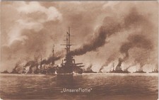 AK / Postkarte Unsere Flotte in Kiellinie Schlachtschiffe und Kreuzer auf See