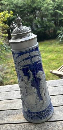 Steingut bierkrug blau mit - 2l,