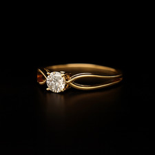 Gelbgold Verlobungsring Rundschliff 0,35 Karat Lab Created Diamant 18K 4 5 6 7
