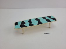 Miniatur Blumenbank Tisch Mid Century Fliesen Mosaik Türkis Schwarz 60´s#2510323