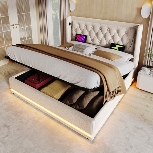 Polsterbett doppelbett led - polsterbett,