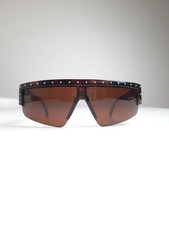 Gianni Versace 393 Maske Sonnenbrille Braun Schildkröte Nieten Vintage 90er