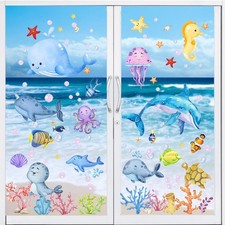9 Blatt Fensterbilder Kinderzimmer Selbstklebend - Meerestiere Wandtattoo Bad...