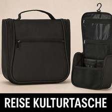 Reise Kulturtasche zum Aufhängen | wasserdicht | faltbar | mit Haken & Fächern