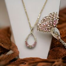 Halskette Anhänger 585er Gold/ 14K plattiert mit funkelnden Zirkonia 47cm 