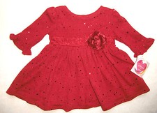Festtagskleid rot Pailletten NEU Gr. 74 - 92 Kleid Weihnachtskleid Blumenmädchen